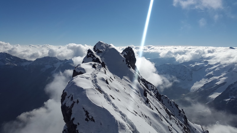 snow, mountain, ridge, nature, outdoor, sunlight, glacier, cloud - sky, mountain Peak, blue, scenics - nature, leisure activity, sky, sport, cold temperature