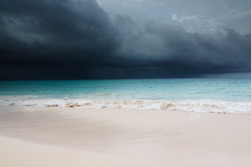 black, water, weather, tranquility, caribbean, land, dark, rain, horizon, near, waves, dramatic sky, cloudscape, clouds, nature, dark clouds, ocean, no people