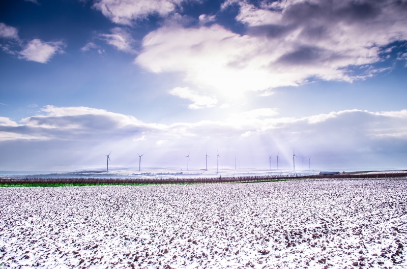 blue, beautiful, electricity, renewable energy, cloudy, 4K, sky, wind farm, snow, cloud - sky, gray, winter, daytime, white, power in nature, wind turbine