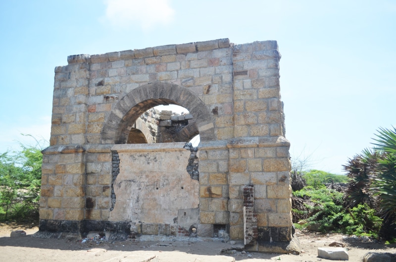 the past, stone wall, damaged, building exterior, outdoors, architecture, ancient, 1964 cyclone, clear sky, ancient civilization, solid, old ruin, built structure