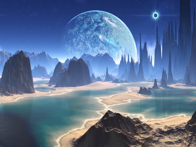 blue, nature, 1080P, mountain, space, star - space, astronomy, beach, night, sky, environment, long exposure, exoplanet, no people, sea, scenics - nature