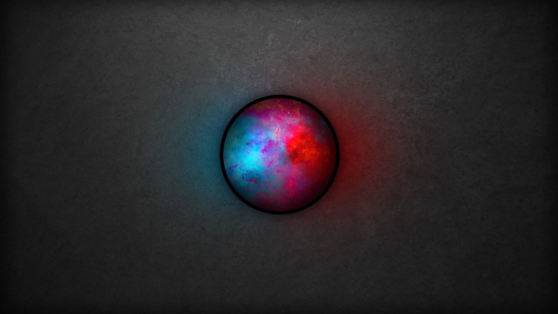 shape, multi colored, glowing, close-up, astronomy, geometric shape, textured, studio shot, single object, digital, contrast, red, gray background