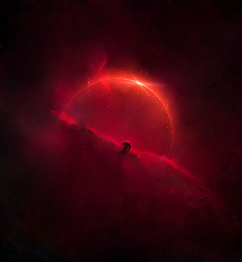 red, abstract, space art, planet, digital art, 1080P, space