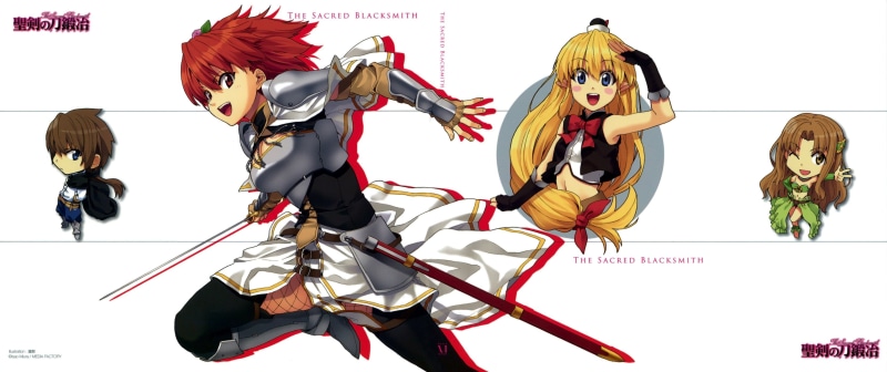 2K, cut out, hairstyle, Seiken no Blacksmith, indoors, Cecily Cambell, studio shot, people, art and craft, costume, mammal, sword, white background, human representation