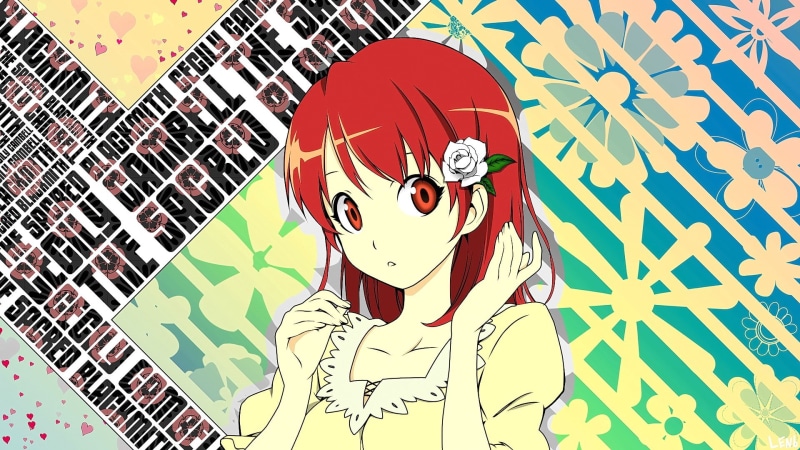 Cecily Cambell, red eyes, Seiken no Blacksmith, hair ornament, anime girls, redhead, flowers, anime, looking at viewer, 1080P, long hair