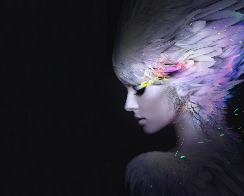 Feathers, HD, Makeup, AMOLED, Girl, Beautiful, 2K