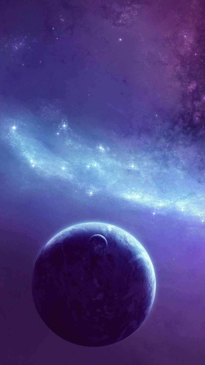 sphere, beauty in nature, blue, water, sky, planet - space, purple, space, shape, 2K, star - space, vertical, copy space, cloud - sky, no people, sea