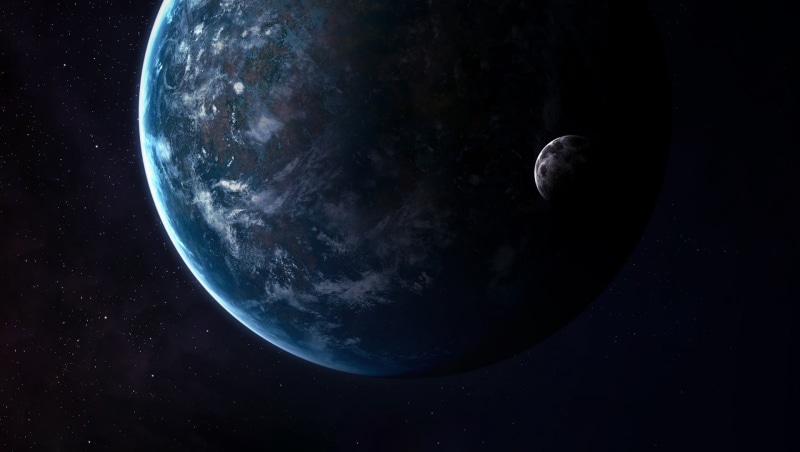 1080P, Stars, Earthlike, Space, Art, Planet, by Vadim Sadovski, Vadim Sadovski, Moon, Satellite, The moon