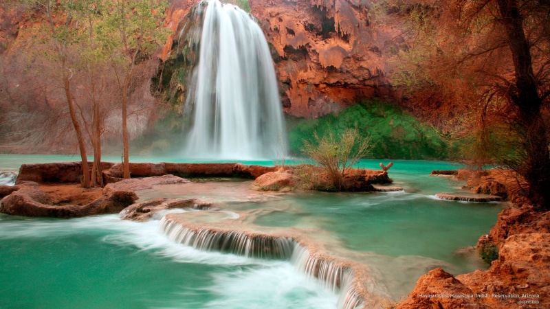 falls, havasupai, reservation, arizona, havasu, 2K, indian, Waterfalls
