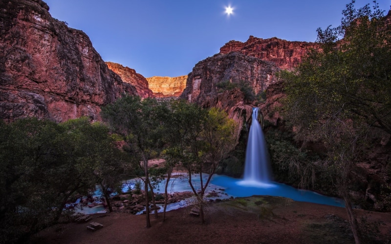 waterfalls, Grand, 1080P, Arizona, River, Havasu, Trees, Canyon, rocks, Falls