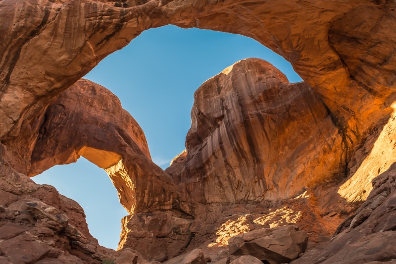 eye, sandstone, s, Utah, mountain, view, Arches National Park, Double Arch, red, 5K, west, blue, scenics, sky, southwest, travel, nature, rock - Object