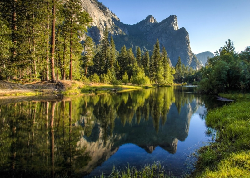 HDR, Valley  River, near, body of water, lake, tree, beauty In Nature, 4K, Landscape, nature, photo, outdoors, Three Brothers, body, Yosemite  California