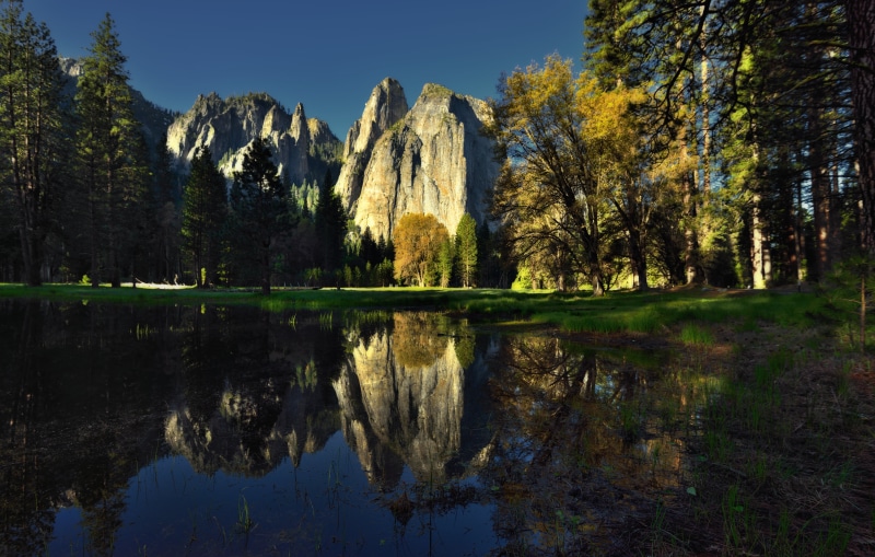 body of water, Light  body, NX2, Trees, Middle, Capture, forest, Sunrise, Glass, scenics, Sierra Nevada, United States, Yosemite National Park, mountain