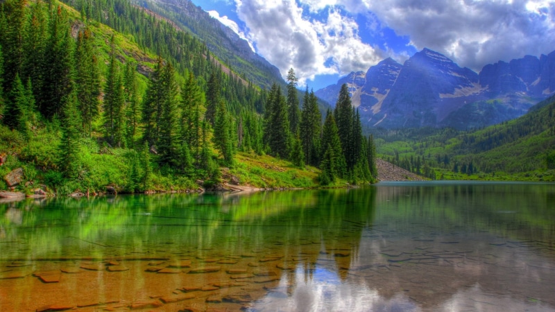 valley, formation, cascade, tranquil scene, lake, summer, ravine, wilderness, pine tree, park, green color, river, no people, splash, travel, flow, flowing