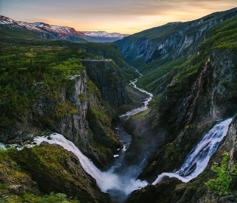 power in nature, snowy peak, 720P, scenics - nature, mountain, no people, waterfalls, water, river, environment, cloud - sky, Norway, mountains, flowing water
