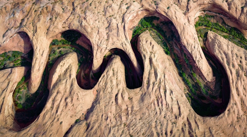canyon, rock formation, rock - object, tranquility, aerial view, floral, beauty in nature, close-up, rock, textured, plant, 1080P, no people, tree, green