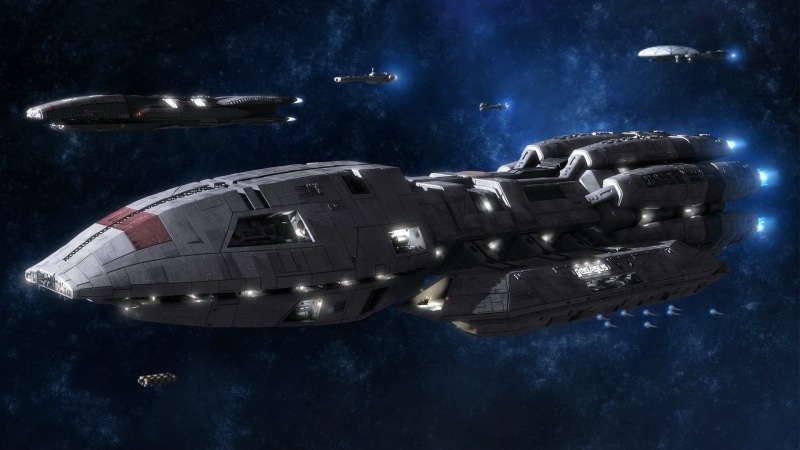 Battlestar Galactica, Battlestar Pegasus, gray, 1080P, spaceship, space