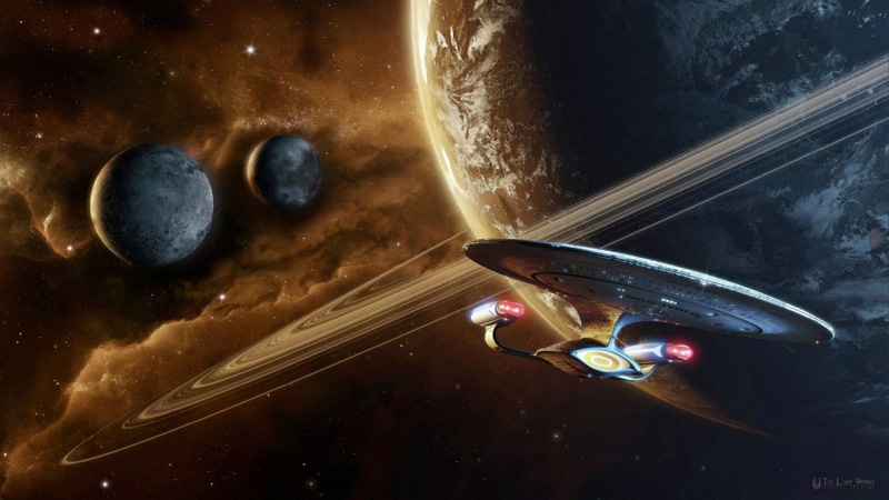 1080P, Spaceship, Starship Enterprise, Star Trek: The Next Generation, Star Trek, Space, Planet