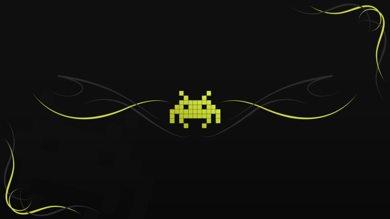 1080P, video games, black, invaders, hd, space
