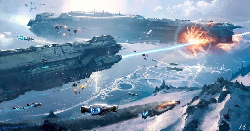Space, spaceship, sci-fi, battle, 1080P
