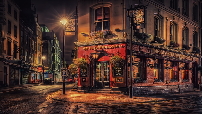 pub, London, 4K, city, night