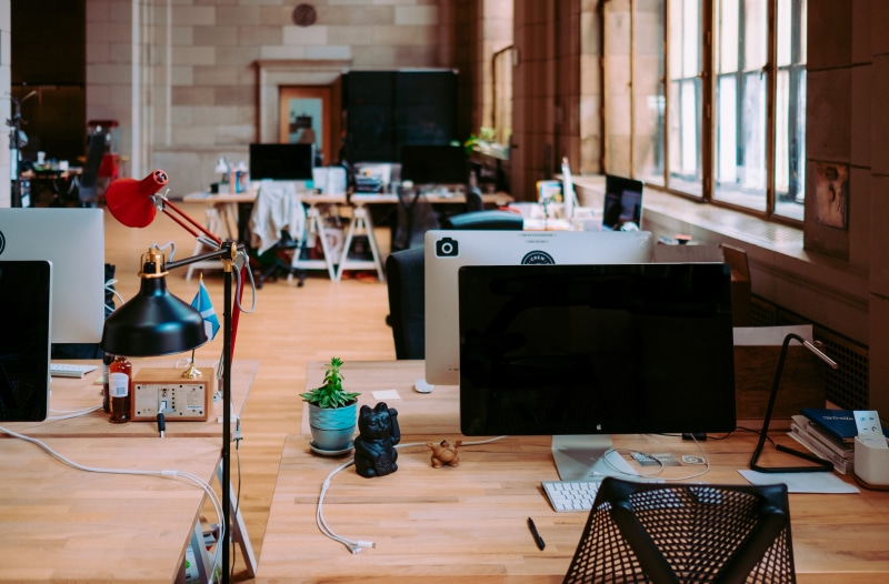 computer, table, workspace, business, small business, no People, computer Monitor, unsplash, furniture, Montreal, 4K, office, flat, screen, computer equipment