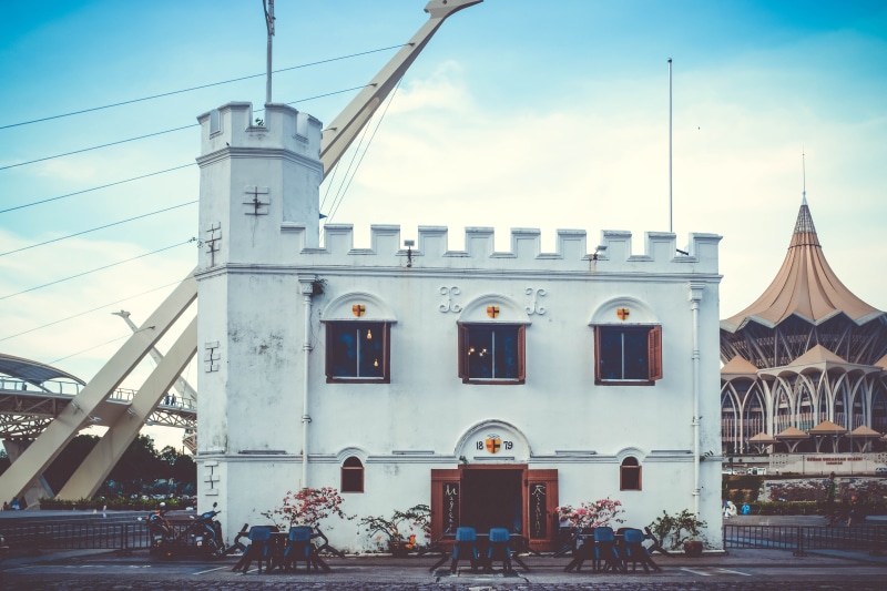 malaysia, building, window, city, cloud - sky, magenta restaurant, travel, travel destinations, borneo, incidental people, nature, place of worship, transportation