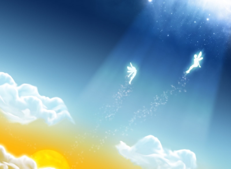 low angle view, Blue, 720P, motion, Angels, nature, sunny, sunlight, beauty in nature, illuminated, no people, freshness, cloud - sky, refreshment, balloon