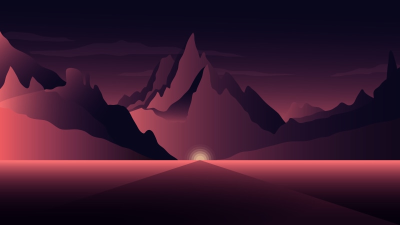 4K, k, Minimal, Mountains, sunset