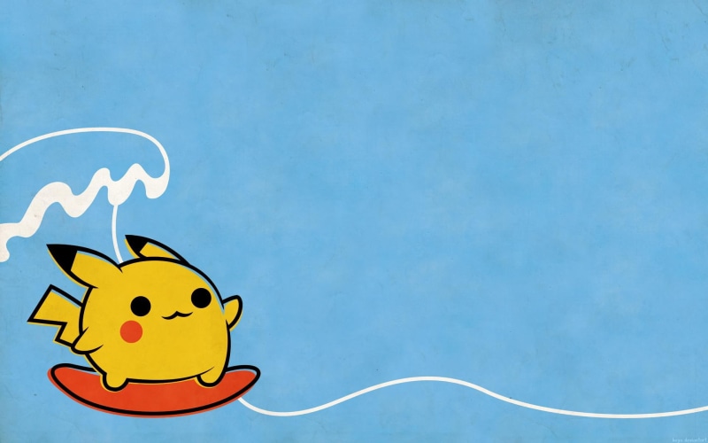 surfing, pokemon, minimalism, pikachu, 1080P