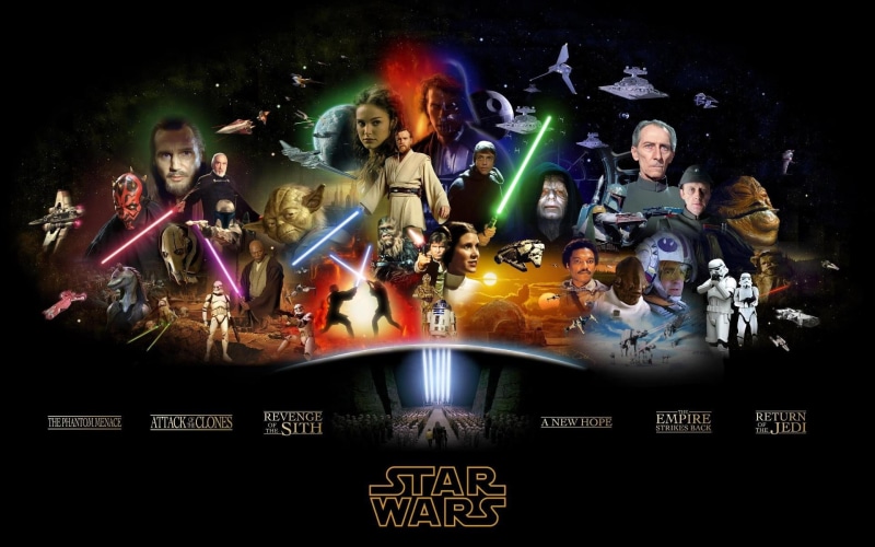 group of people, wars, music, text, digital composite, multi colored, event, night, teenager, technology, Star Wars, 1080P, illuminated, rock music, poster