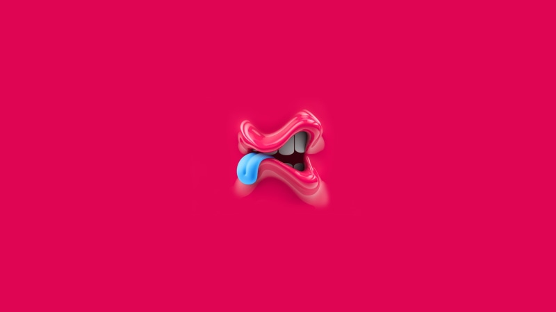 pink color, single object, cut out, colored background, 3D, copy space, high angle view, mouths, tongues, 3d design, directly above, close-up, magenta