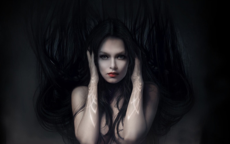 beautiful people, women, studio shot, dark, beauty, s, artwork, adult, fantasy girl, contemplation, woman, face, front view, young women, one person, long hair