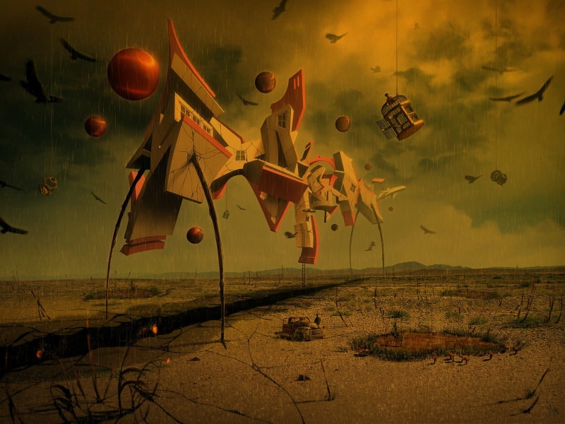 cages, white, orange, creativity, no people, air vehicle, monster, water, 720P, chicken, absence, sunlight, mid-air, food and drink, transportation, beach