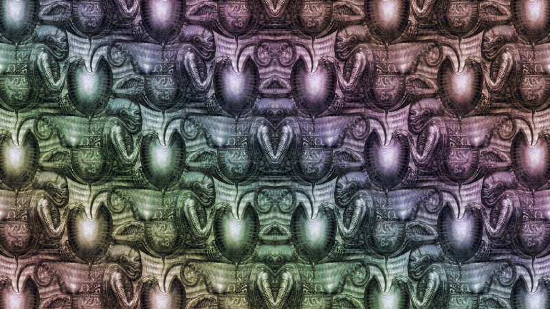 representation, 1080P, studio shot, full frame, in a row, blue, symmetry, indoors, H. R. Giger, craft, finance, front view, textured, green color, day