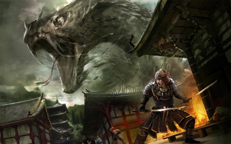 artozi, occupation, fantasy art, Samurai Challenge 1, burning, heat - temperature, water, adult, 720P, working, industry, fire, men, metal, real people