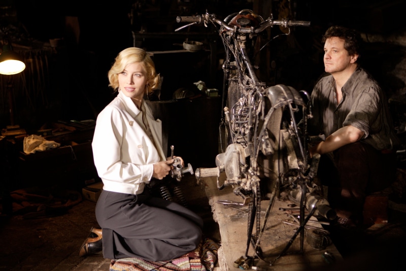 Jessica Biel, Colin Firth, motobike, 2K, Easy Virtue