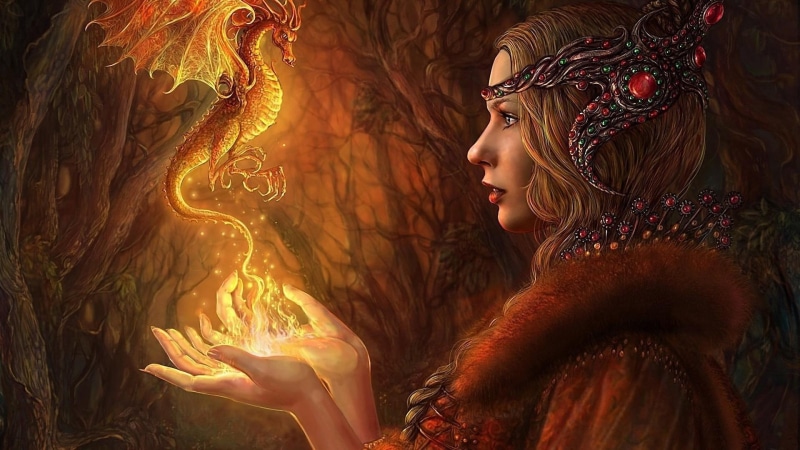 slayer, fire, 3d and abstract, girl, 1080P, dragon, fantasy, lina, inverse, princes, beautiful, woman, fairy