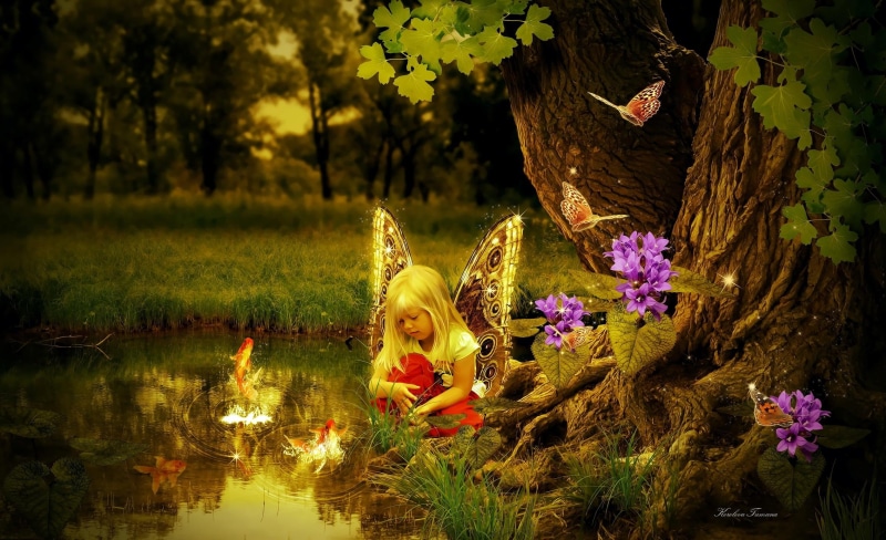 1080P, fantasy, 3d and abstract, magical, forest, tale, photo, another, angel, photoshopped, girl, fairy