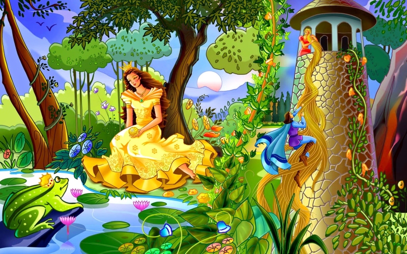 greenery, romantic, lovely, fairy, 2K, prince, magic, lilies, colorful, castle, fairytale, lake, nice, beautiful