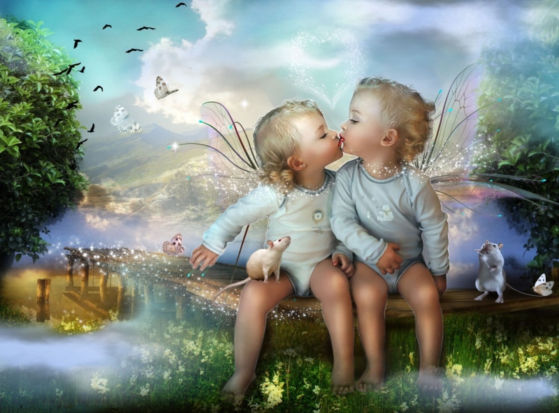 mood, Magical, baby, bokeh, love, wings, cute, 1080P, Child, fairy, fantasy, Magic, children