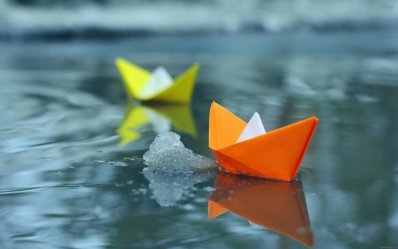 white, paper, 2K, orange, colorful, green, water, origami, boat, diverse