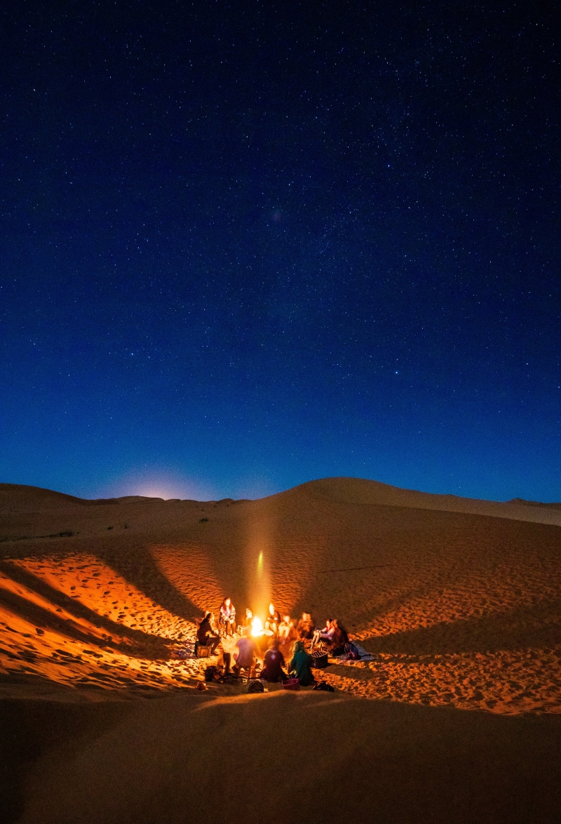 5K, sand, beauty in nature, sky, morocco, campfire, star - space, evening, people, merzouga, daylight, nighttime, starry sky, night, burning, shadow, climate