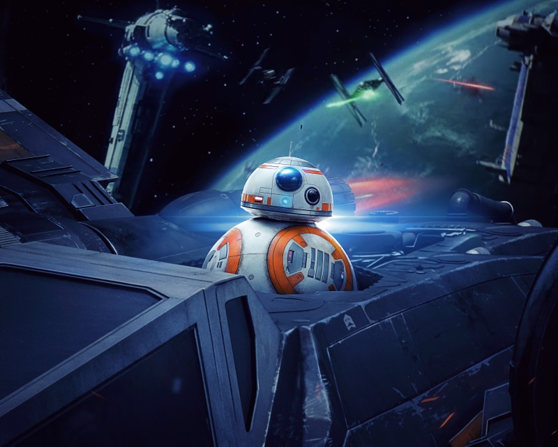 nature, spaceship, digital composite, 5K, X-wing, space, illustration, ship, transportation, alien, astronomy, BB-8, illuminated, moon, night, spooky