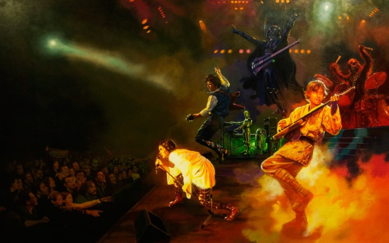fire - Natural Phenomenon, large group of people, people, outdoors, c-3po, heat - Temperature, burning, star wars, dark, stage, arts culture and entertainment