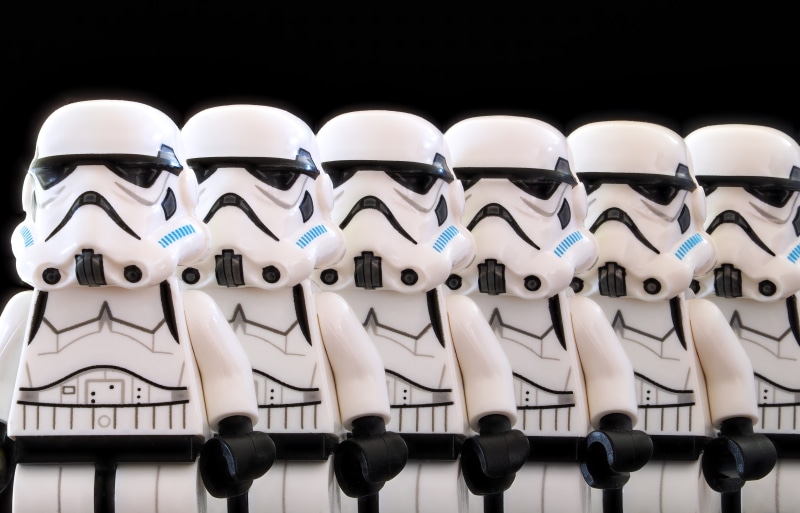 4K, rank, star wars, copy, identical, armor, repetition, force, symmetry, indoors, minifigs, same, black, electricity, regiment, white color, stormtrooper
