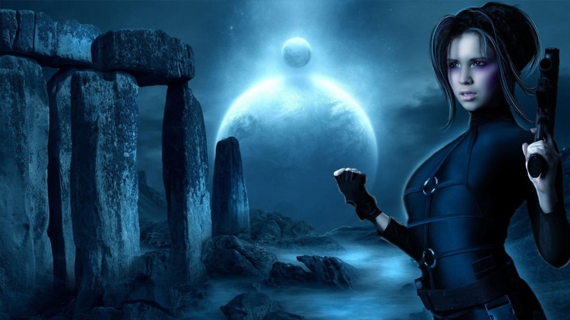 sci fi, sci, fantasy, 1080P, dark, fictional, another world, fi, woman, planets, 3d and abstract