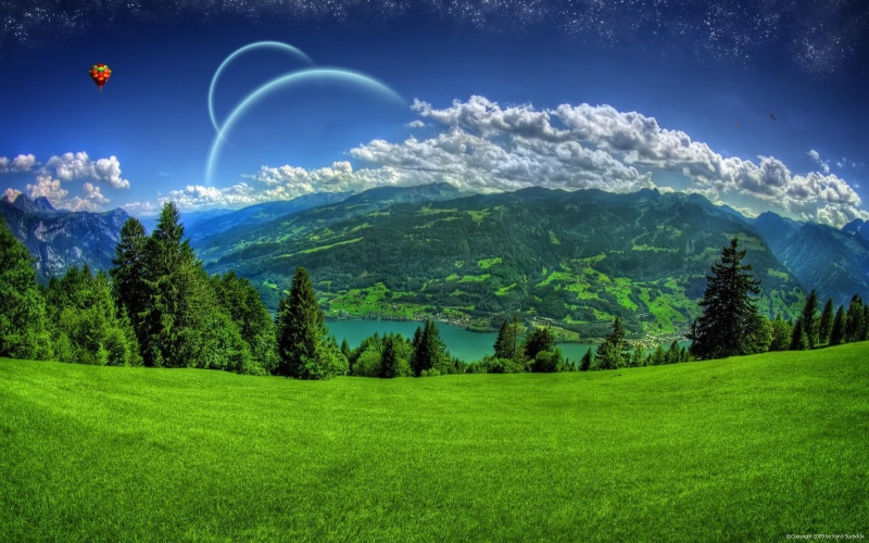 balloon, resolution, 1080P, cg, mood, dream, planets, high, art, landscapes, sci, sky, digital, fantasy, fi