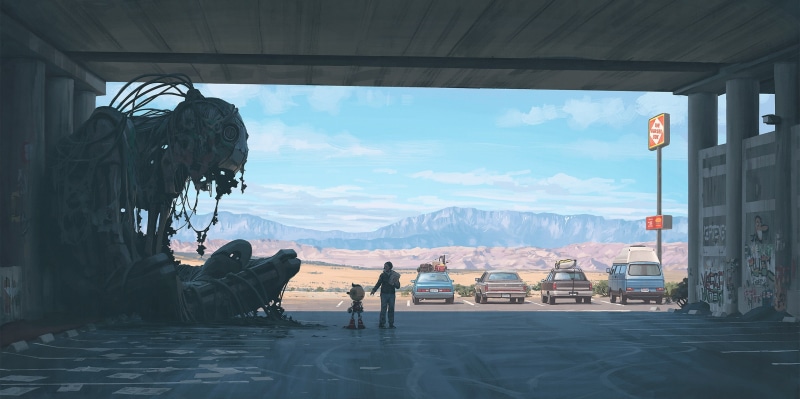 scifi, transportation, motor vehicle, day, nature, artist, real people, mountain, fantasy, water, people, deviantart, future, cloud - sky, artwork, digital art
