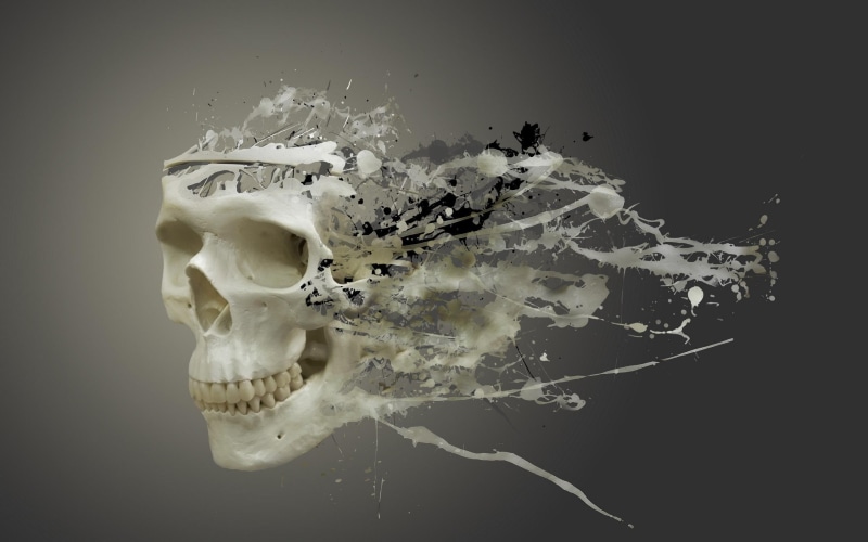 disintegrating, skull, 2K